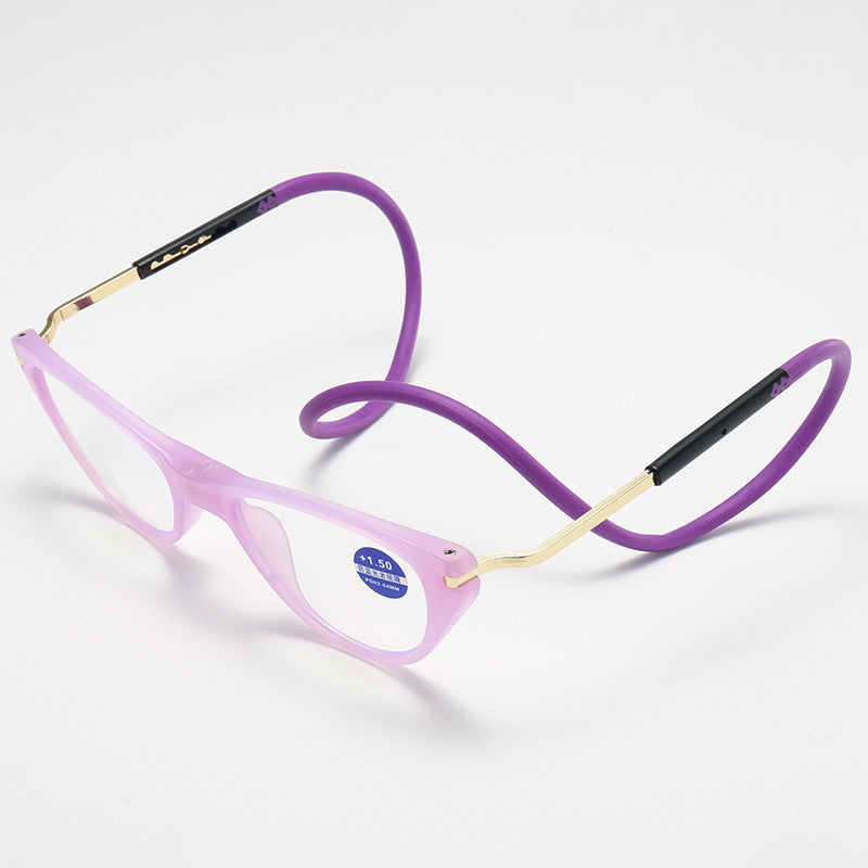 CAT-EYE HALTER NECK SILICONE SOFT CORD ANTI-BLUE LIGHT READING GLASSES