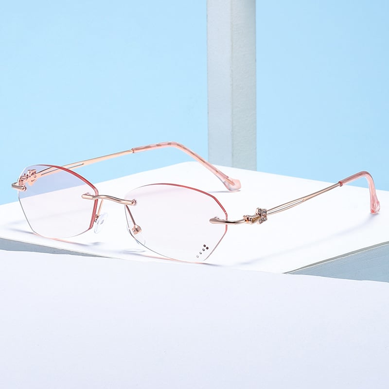 WOMEN'S DIAMOND CUT RIM RIMLESS ANTI-BLUE LIGHT GLASSES