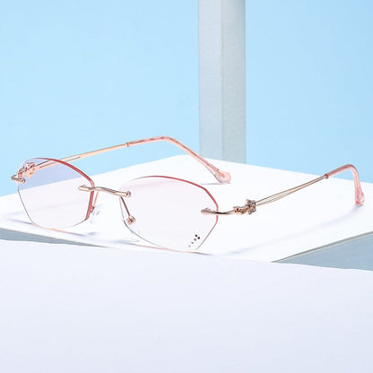 WOMEN'S DIAMOND CUT RIM RIMLESS ANTI-BLUE LIGHT GLASSES