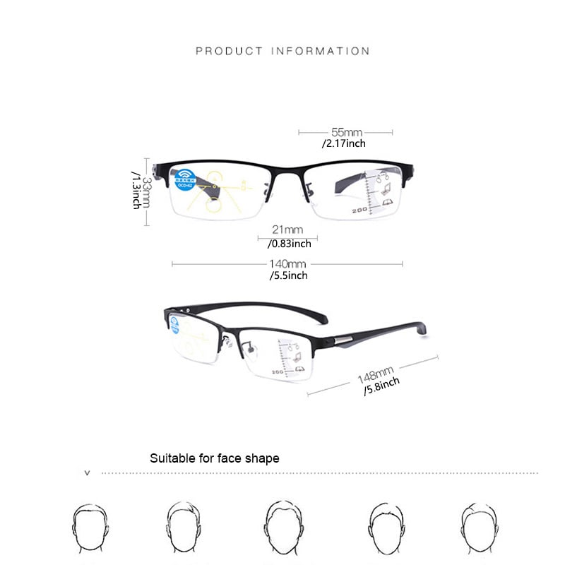 GAFAS DE LECTURA MULTIFOCO DE TITANIO PROGRESIVAS DOBLE LUZ ANTI-LUZ AZUL