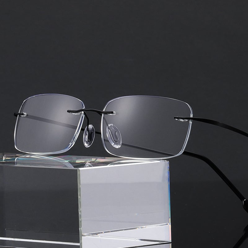 Randlose Presbyopie-Brille aus Titan mit Anti-Blaulicht