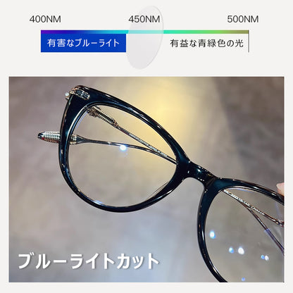 Eterlens 金属テンプルのフォックスメガネ-m