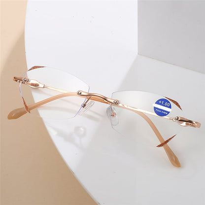 WOMEN'S FRAMELESS ANTI-BLUE LIGHT HIGH-DEFINITION DIAMOND READING GLASSES