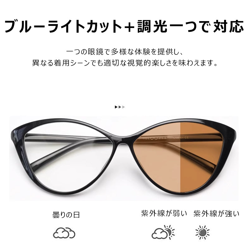 Eterlens  欧米風キャッツアイのブルーライトカットメガネ