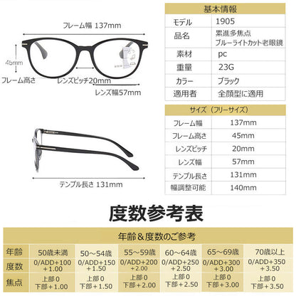 Eterlens 女性用ブルーライトカット多焦点老眼鏡