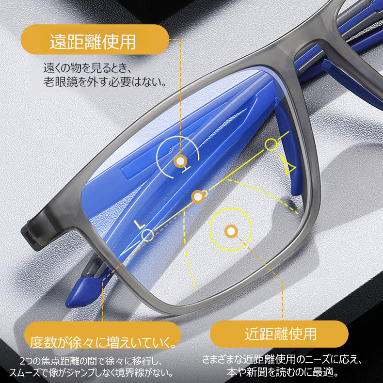 Usoptigaze スポーツスタイル累進多焦点調光レンズ老眼鏡