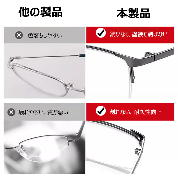 Eterlens ブロー型スクエア耐摩耗ビジネス老眼鏡