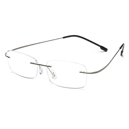 Randlose Presbyopie-Brille aus Titan mit Anti-Blaulicht