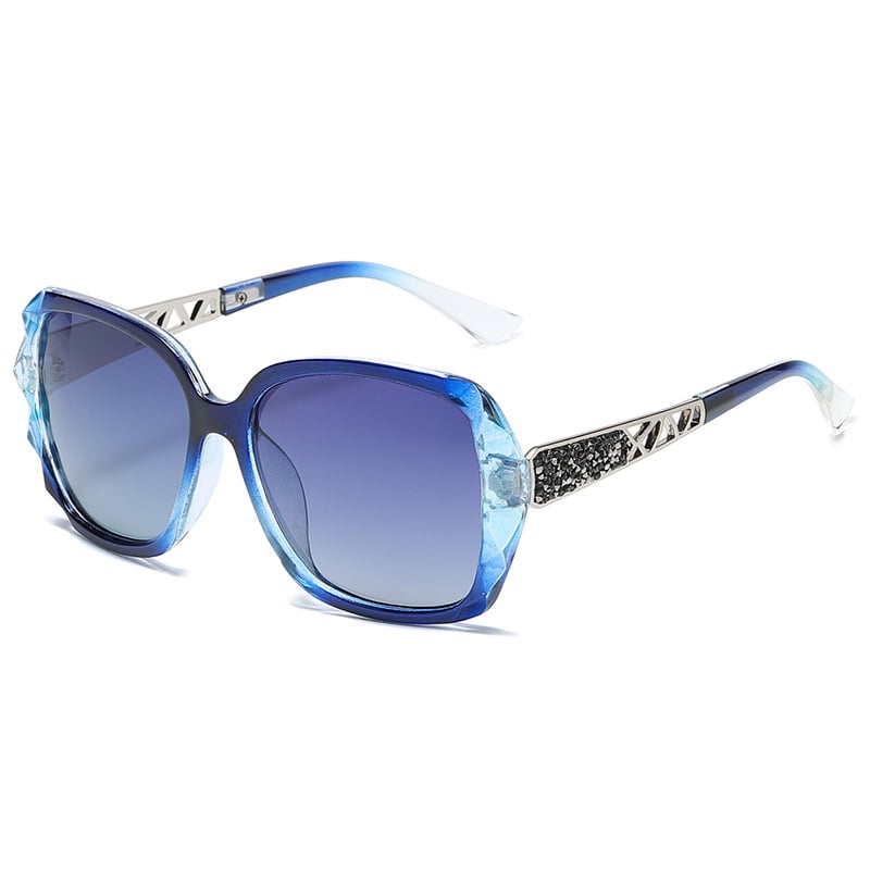 FASHIONABLE GRADIENT LARGE FRAME DIAMOND POLARIZED SUNGLASSES