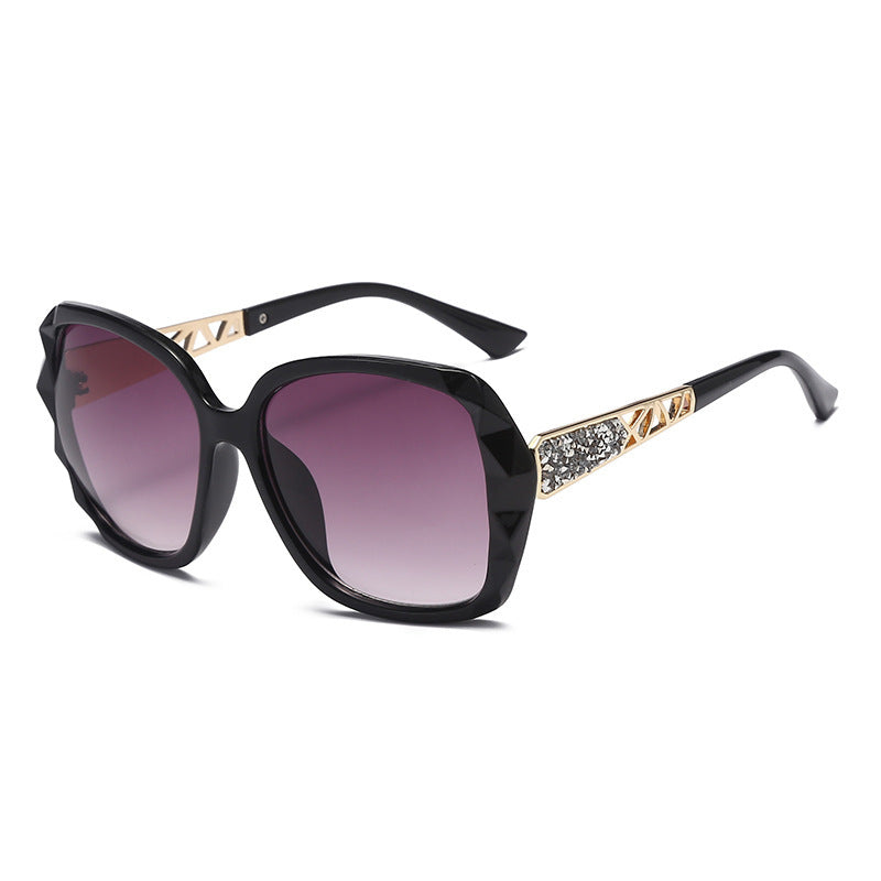 FASHIONABLE GRADIENT LARGE FRAME DIAMOND POLARIZED SUNGLASSES