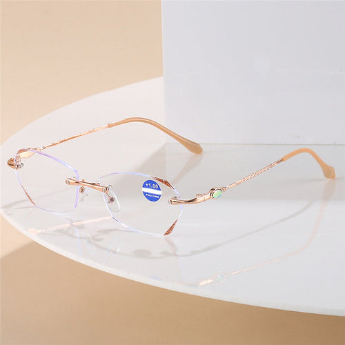 WOMEN'S FRAMELESS ANTI-BLUE LIGHT HIGH-DEFINITION DIAMOND READING GLASSES