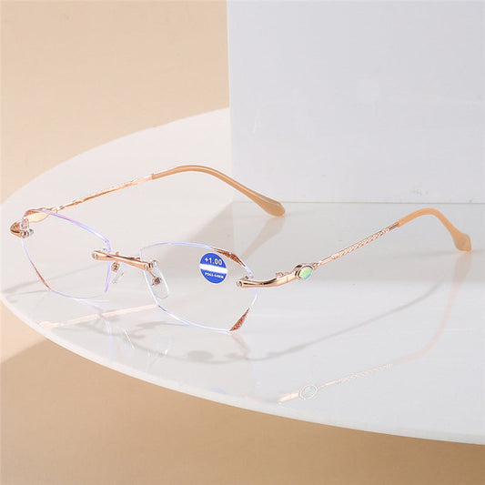 RAHMENLOSE ANTI-BLAULICHT-LESEBRILLE FÜR DAMEN MIT HOCHAUFLÖSENDER DIAMANT