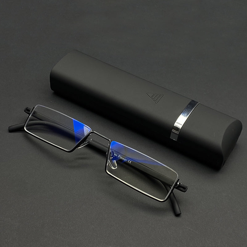 BLUE LIGHT READING GLASSES METAL SQUARE GLASSES