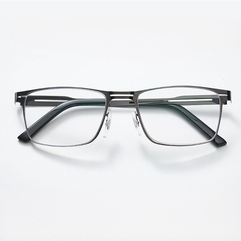 USOPTIGAZE BUSINESS MEN'S METAL SQUARE MULTIFOCAL ANTI-BLUE LIGHT READING GLASSES