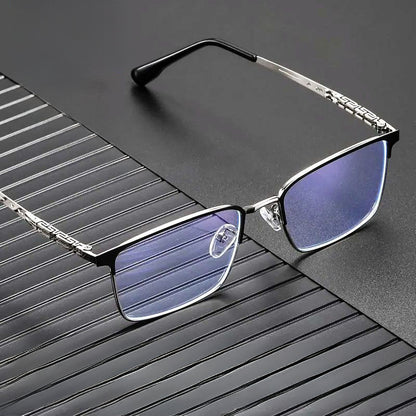 USOPTIGAZE BUSINESS CASUAL METAL BUSINESS HALF-FRAME ANTI-BLUE LIGHT READING GLASSES