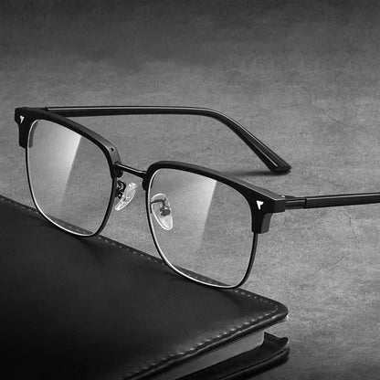 MEN'S BUSINESS METAL HALF-FRAME ANTI-BLUE LIGHT READING GLASSES