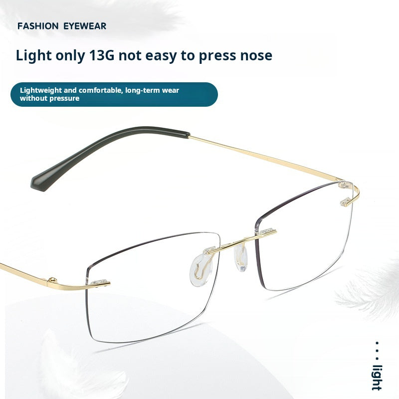 OPTIGEMS 2024 Neue randlose Retro-Metallbrille mit Anti-Blaulicht-Farbwechsel 